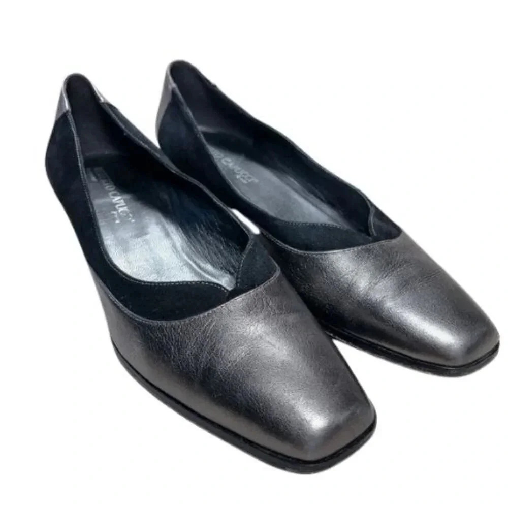 Roberto Capucci Womens Size 9 Italy Contrast Leather Square Toe Pump Shoes